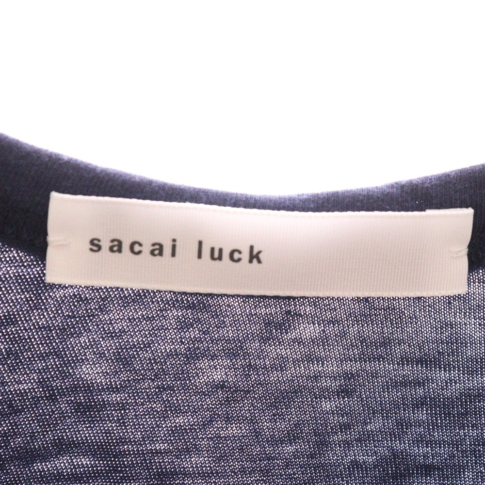 sacai luck(サカイ ラック) 14AW キャミドッキング コットン ボーダーノースリーブ タンクトップ 14AWLU804 ネイビー レディース