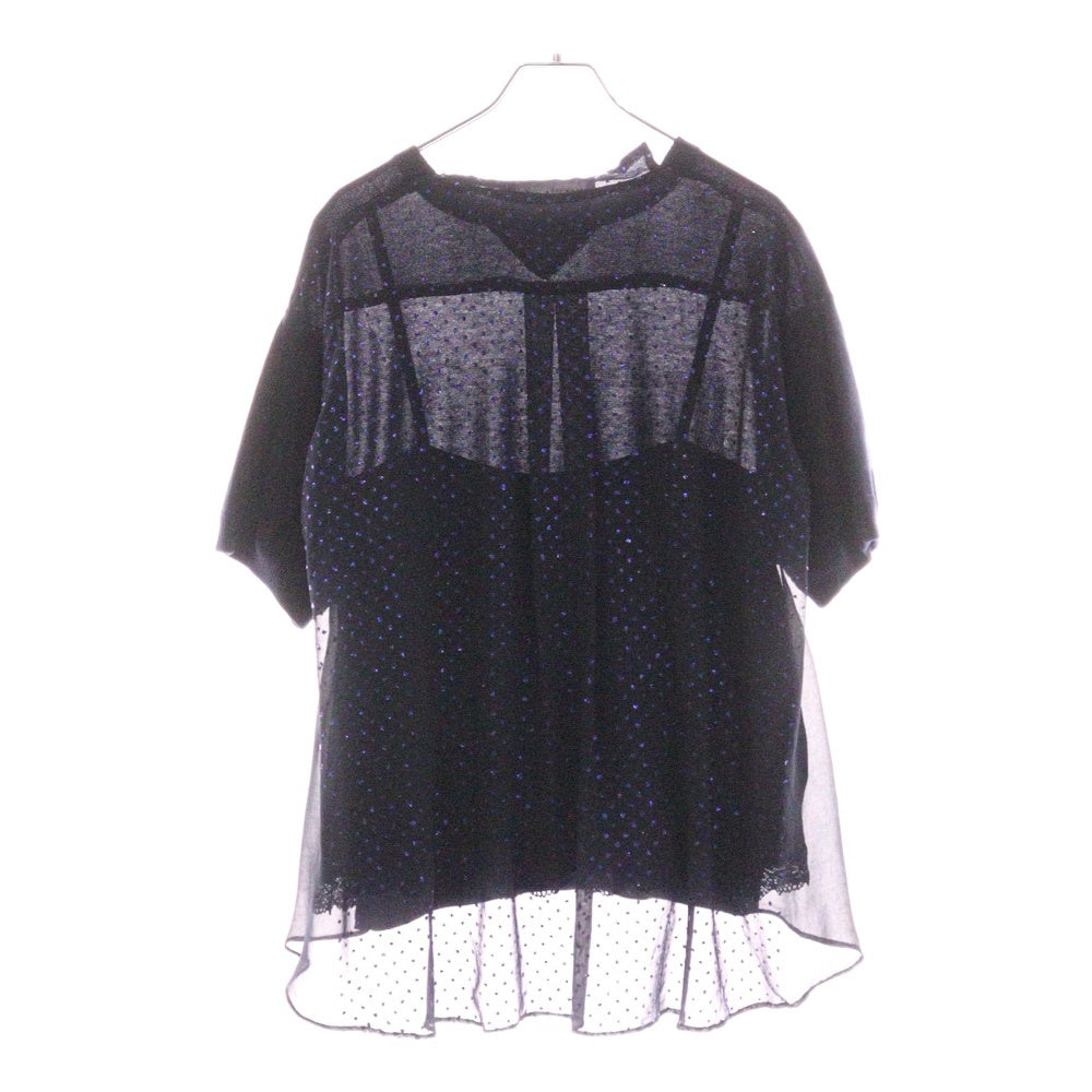 sacai luck(サカイ ラック) 15SS キャミソールドッキング バックレース クルーネックスウェットTシャツ 15SSLU928 ネイビー レディース