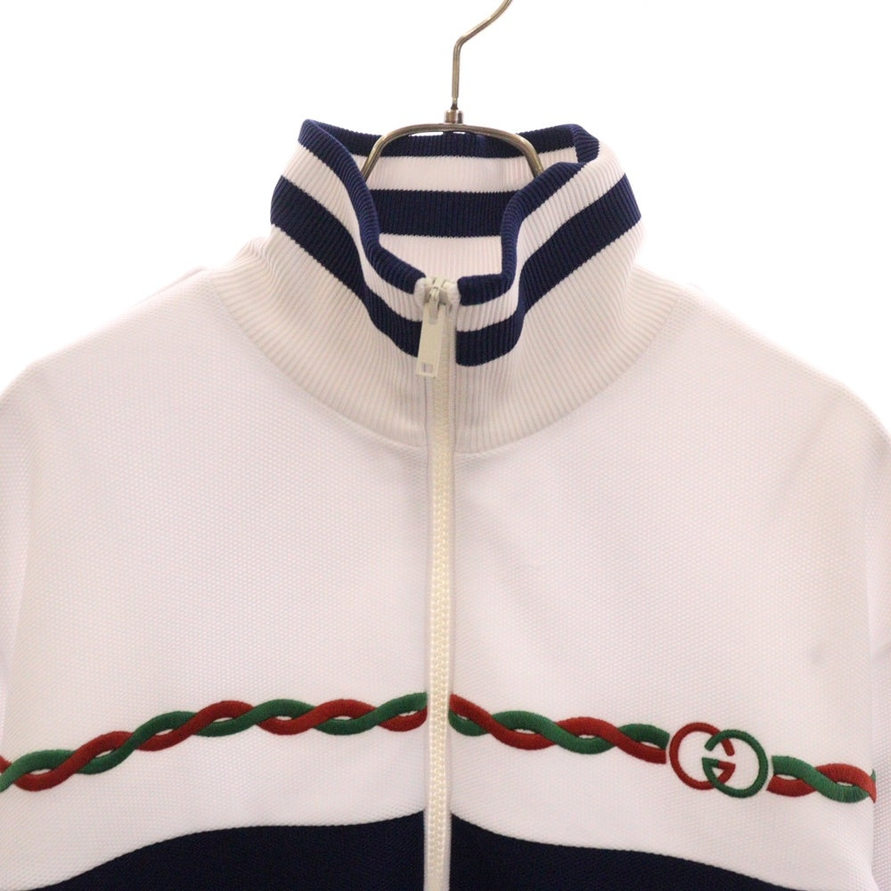 GUCCI(グッチ) インターロッキングG ジップアップ トラックジャケット ホワイト/ブルー 692125