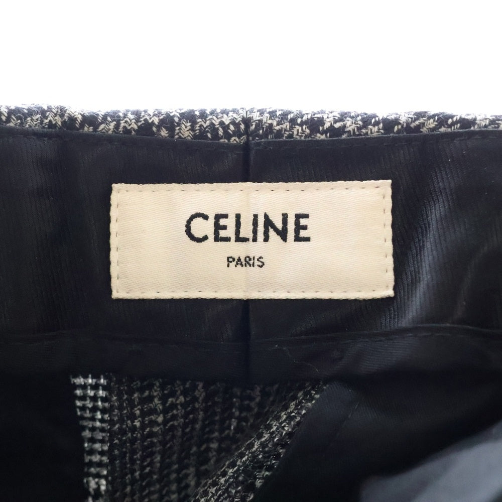 CELINE(セリーヌ) 24AW 千鳥格子 ウールスラックス ロングパンツ グレー 2P96A467V