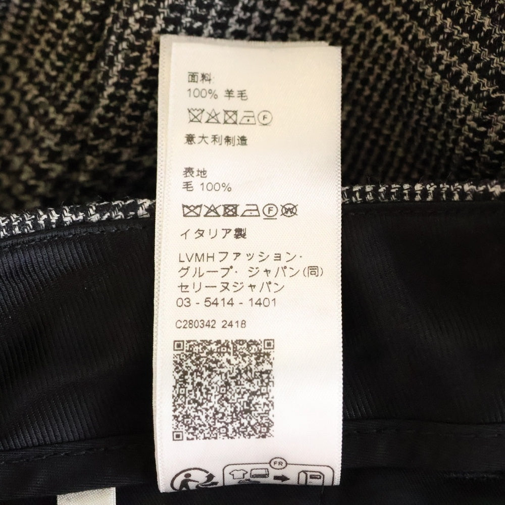 CELINE(セリーヌ) 24AW 千鳥格子 ウールスラックス ロングパンツ グレー 2P96A467V