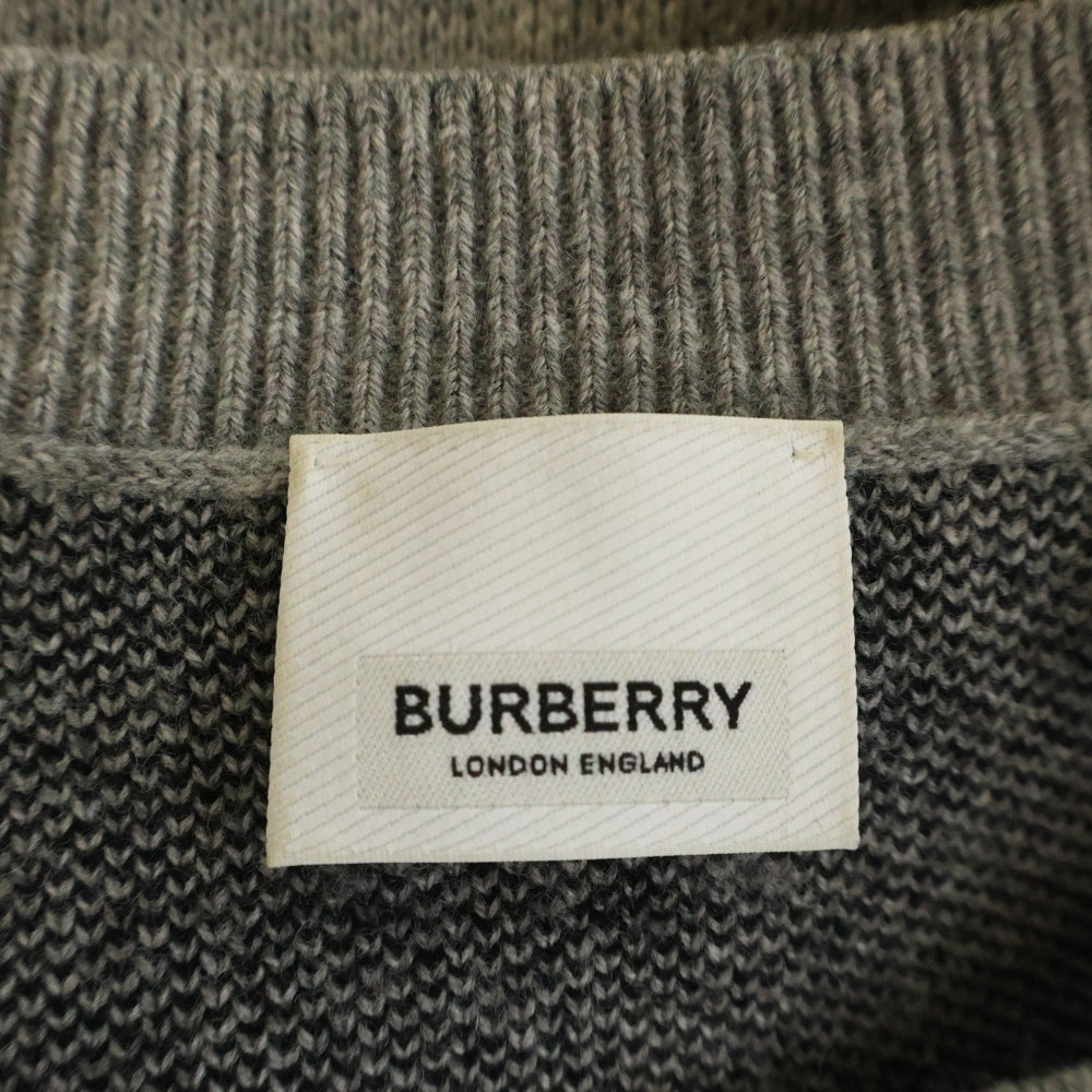 BURBERRY(バーバリー) ジャガードロゴ クルーネック ウールニットセーター 8063664 グレー