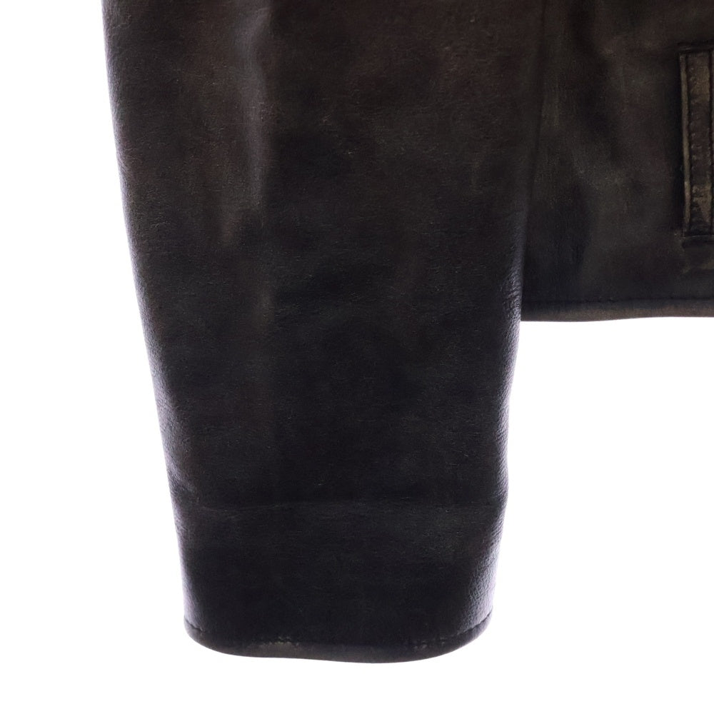 GOLDEN GOOSE DELUXE BRAND(ゴールデングースデラックスブランド) 裏地レオパード ダブルレザーライダース ジャケット ブラック GMP00297