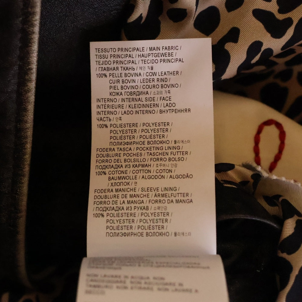 GOLDEN GOOSE DELUXE BRAND(ゴールデングースデラックスブランド) 裏地レオパード ダブルレザーライダース ジャケット ブラック GMP00297