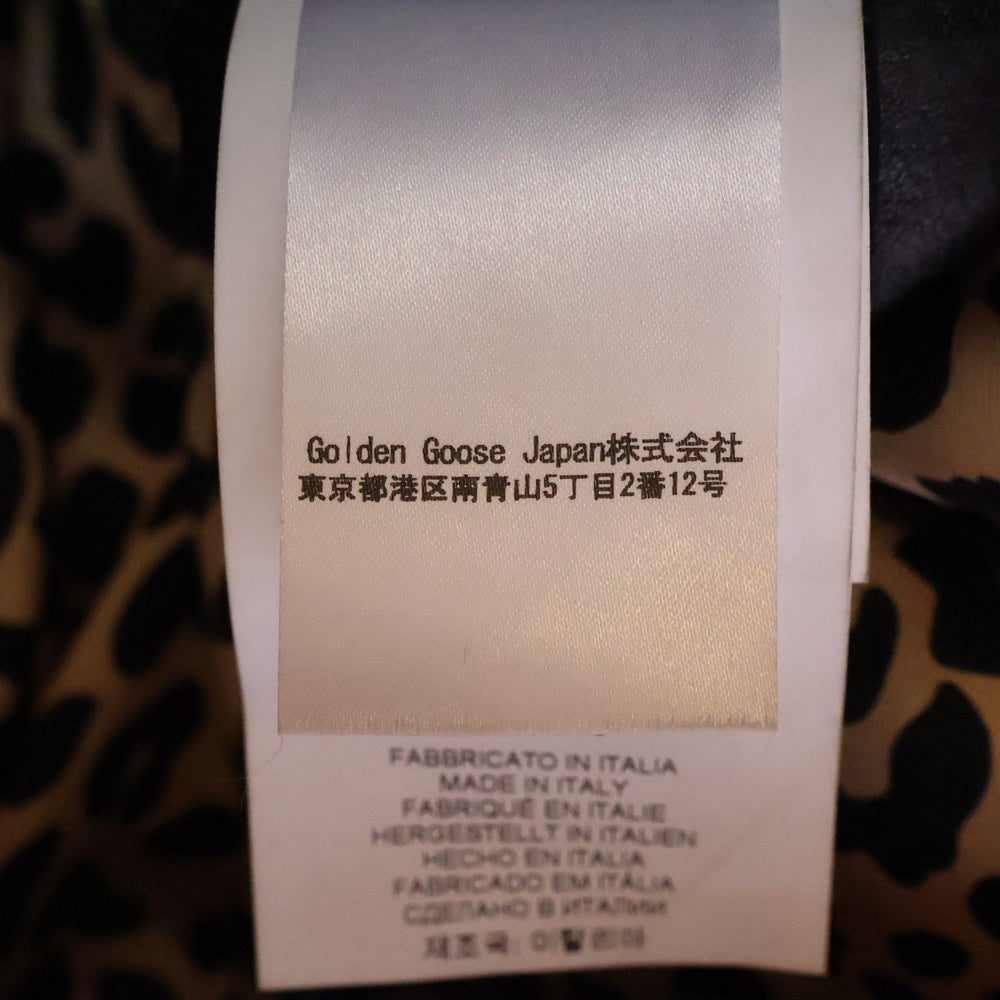 GOLDEN GOOSE DELUXE BRAND(ゴールデングースデラックスブランド) 裏地レオパード ダブルレザーライダース ジャケット ブラック GMP00297