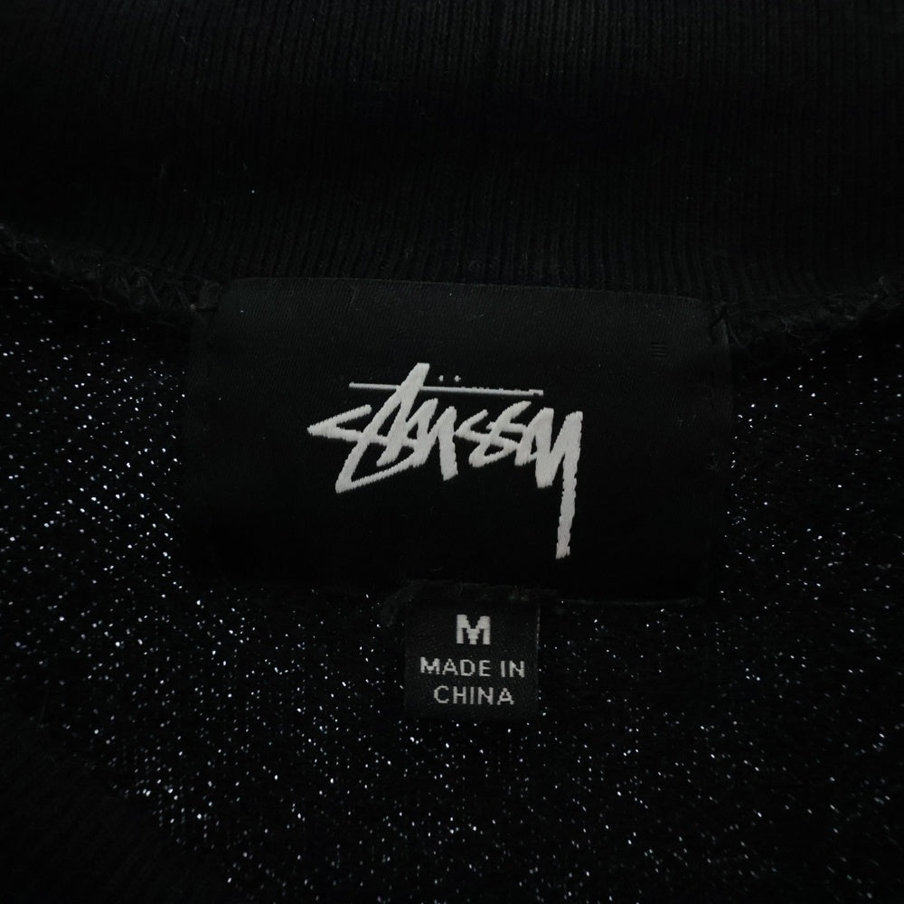 STUSSY(ステューシー) フロントロゴ刺繍 モックネック スウェットシャツ トレーナー ブラック