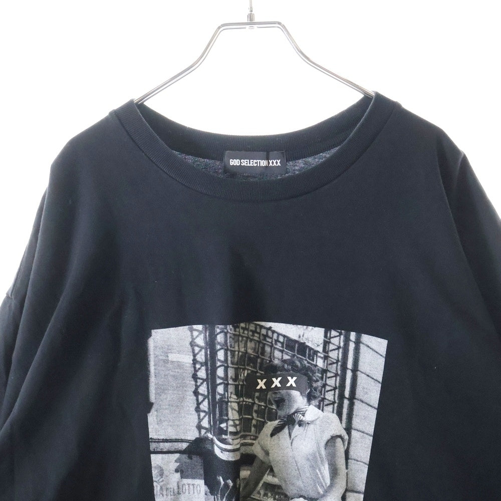 GOD SELECTION XXX(ゴッドセレクショントリプルエックス) フロント プリントデザイン クルーネック 長袖Tシャツ ブラック
