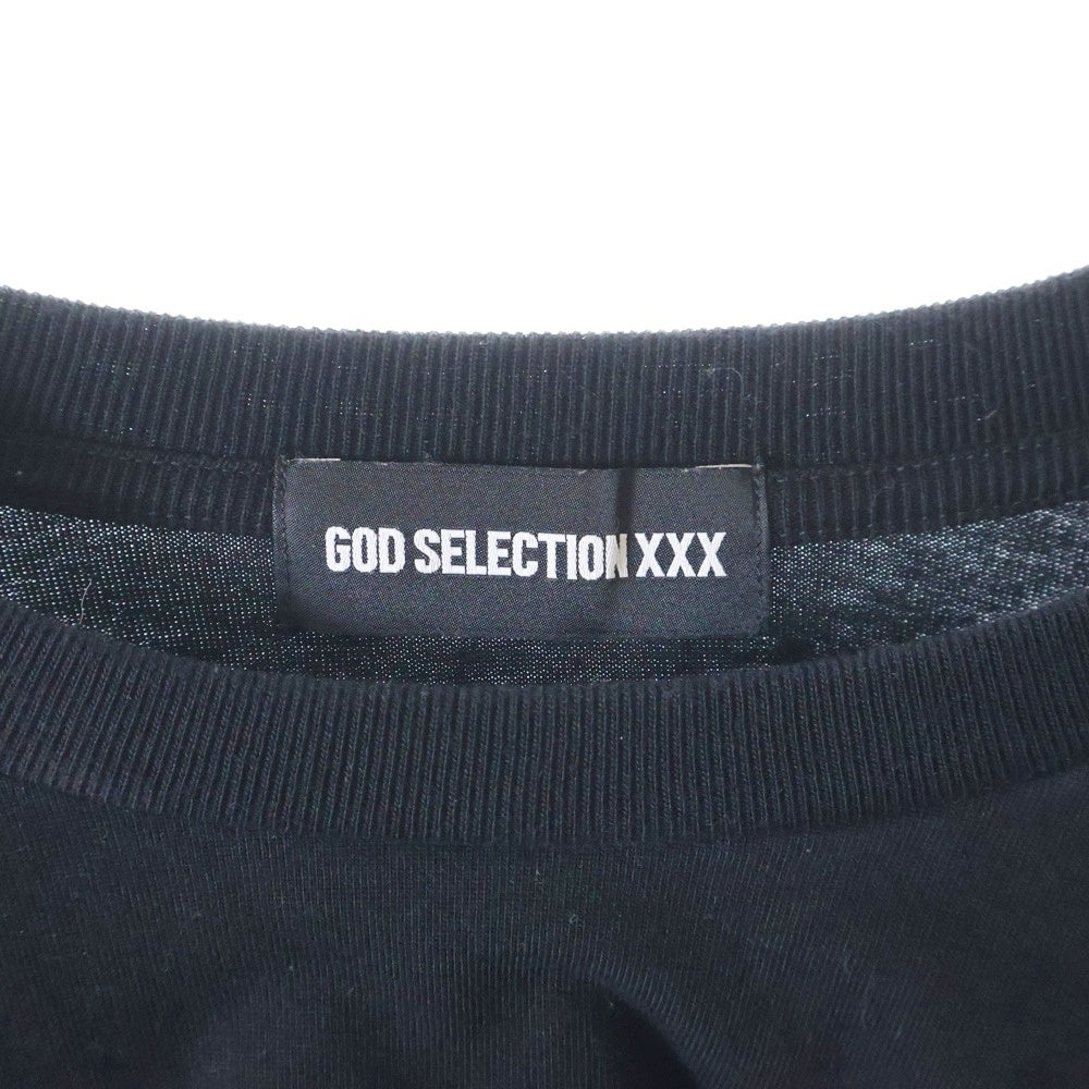 GOD SELECTION XXX(ゴッドセレクショントリプルエックス) フロント プリントデザイン クルーネック 長袖Tシャツ ブラック