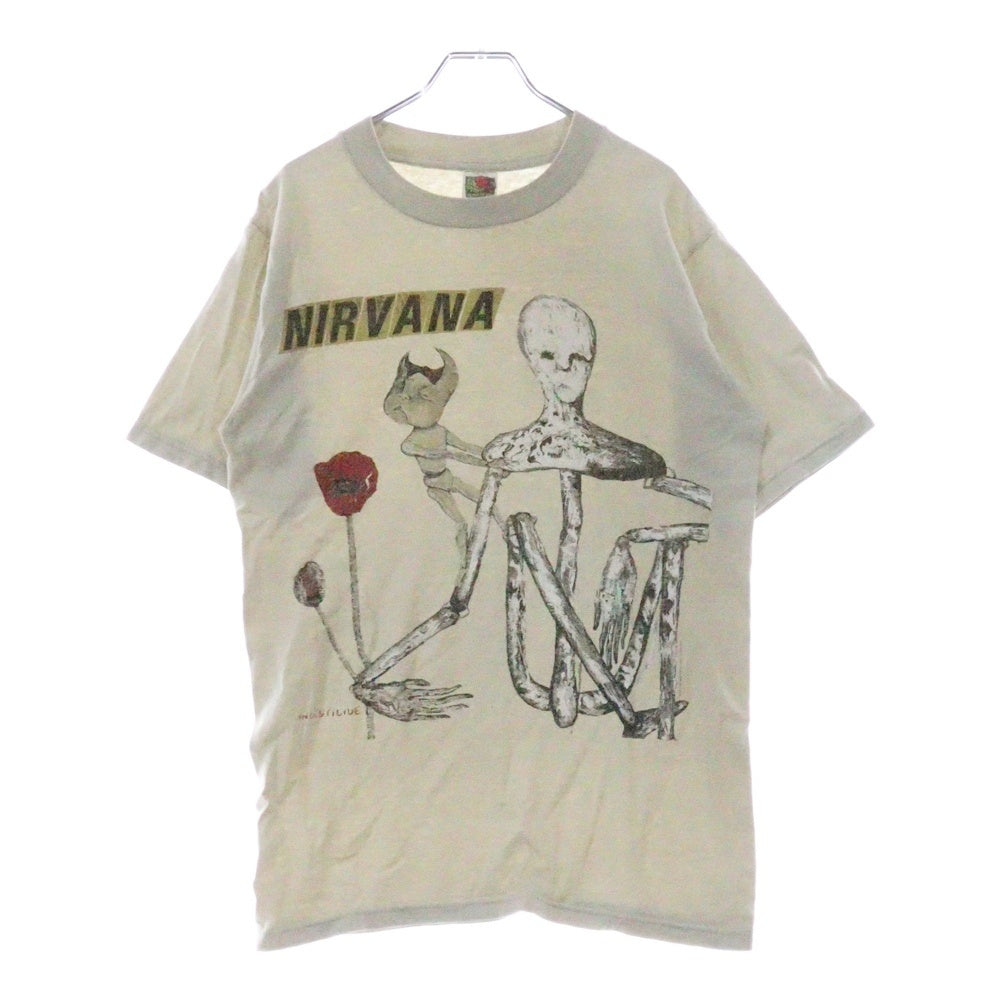 VINTAGE(ヴィンテージ) 90s NIRVANA ニルヴァーナ インせスティサイド フロントプリント 半袖Tシャツカットソー ベージュ