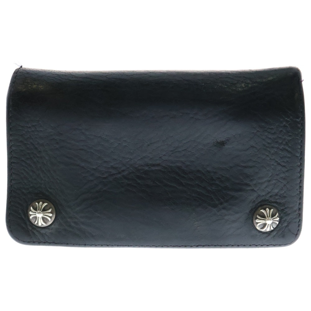 CHROME HEARTS(クロムハーツ) 1ZIP 1ジップ クロスボールボタン レザーウォレット 財布 ブラック BCA362