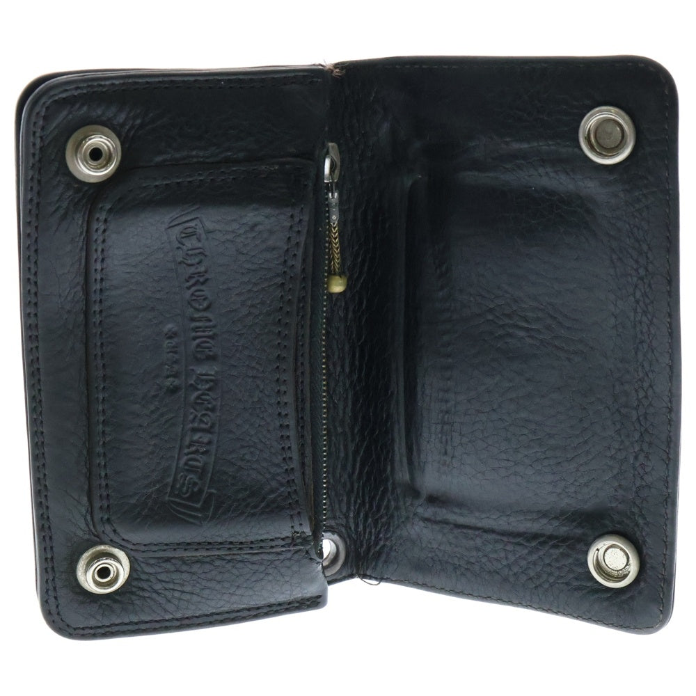 CHROME HEARTS(クロムハーツ) 1ZIP 1ジップ クロスボールボタン レザーウォレット 財布 ブラック BCA362