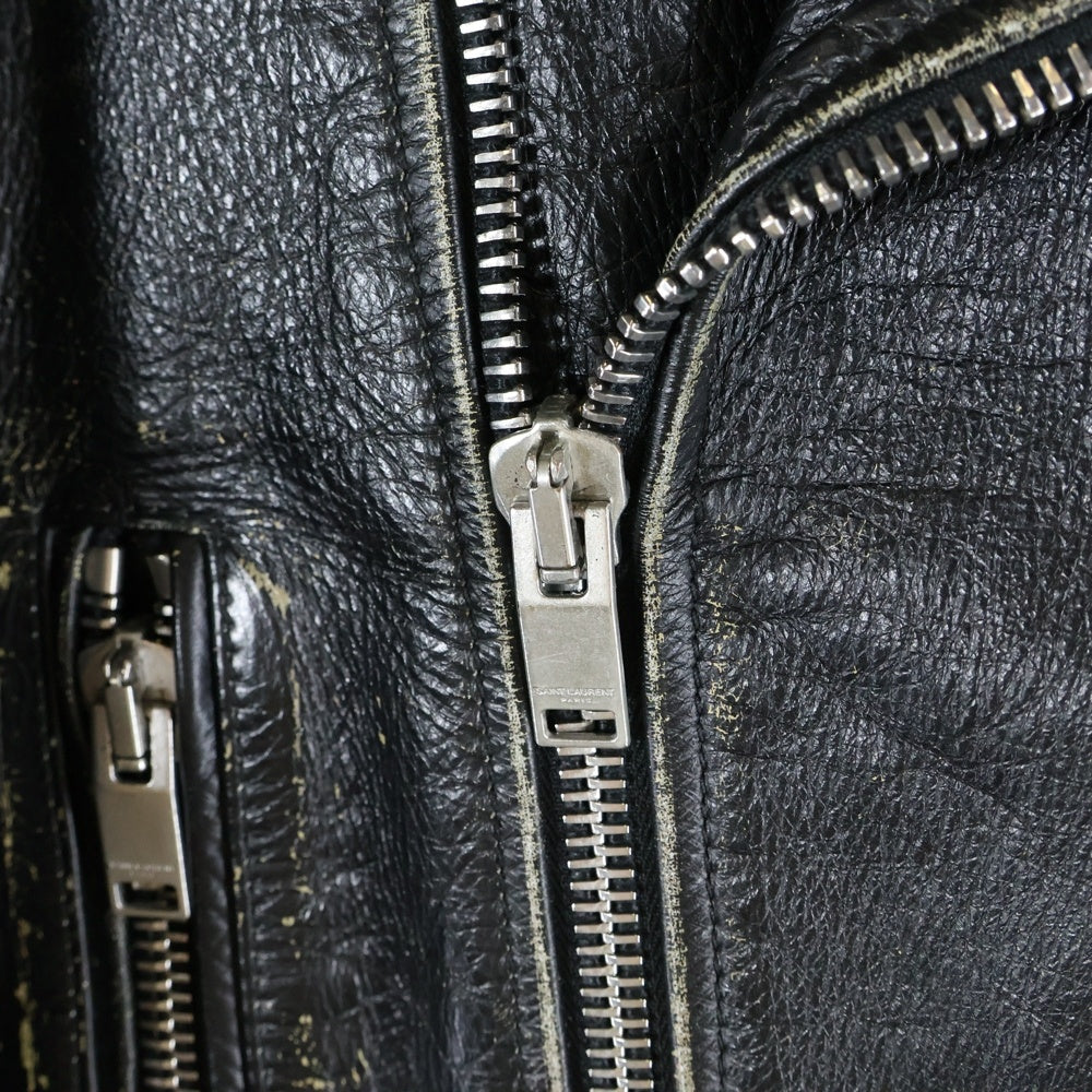 SAINT LAURENT PARIS(サンローランパリ) 16SS 397290 Y5QD1 2015 L01 ヴィンテージ加工 ダブルライダース レザージャケット ブラック