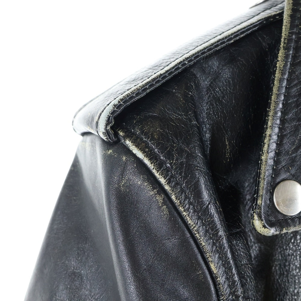 SAINT LAURENT PARIS(サンローランパリ) 16SS 397290 Y5QD1 2015 L01 ヴィンテージ加工 ダブルライダース レザージャケット ブラック