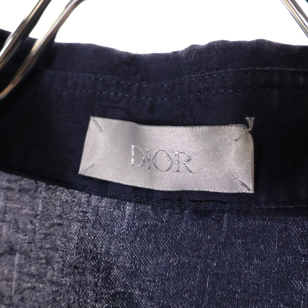 DIOR(ディオール) オブリーク総柄 半袖シルク混シャツ ネイビー 193C545A5231