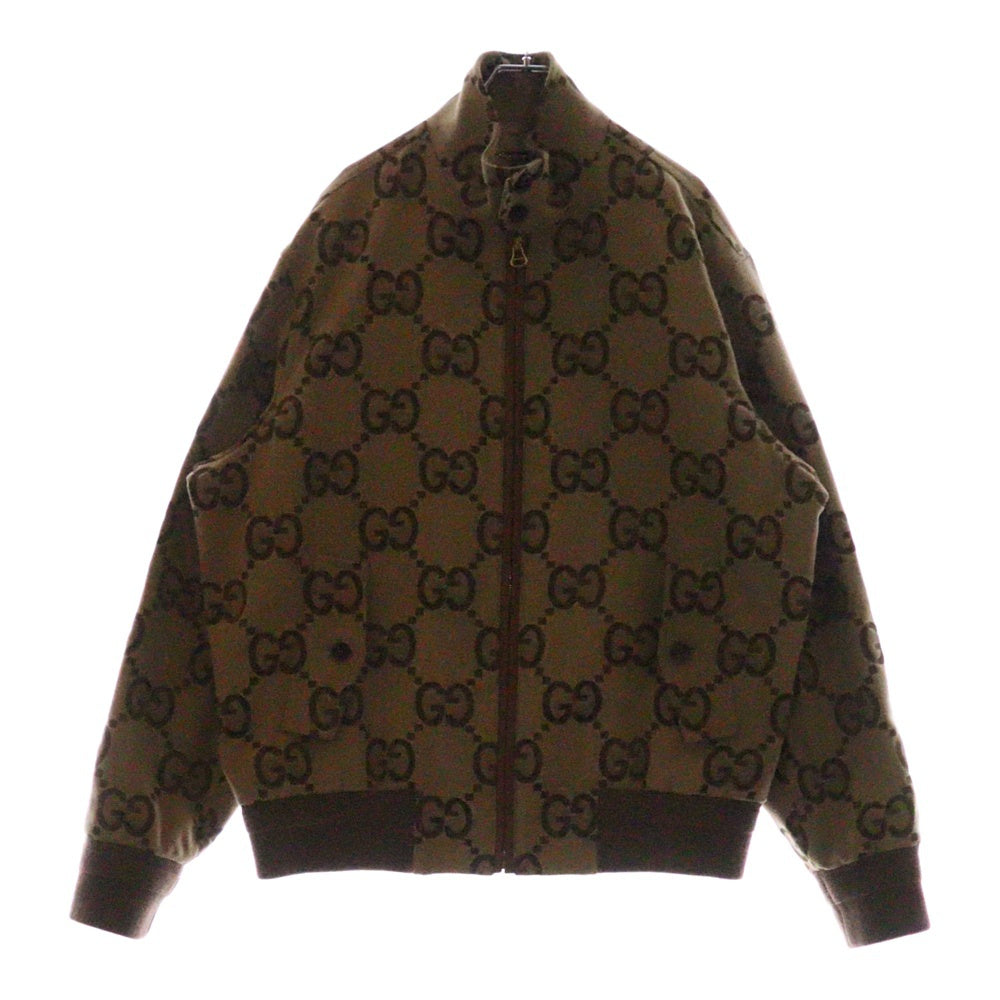 GUCCI(グッチ) ジャンボGG総柄 キャンバス ジップアップブルゾン ジャケット ブラウン 680812
