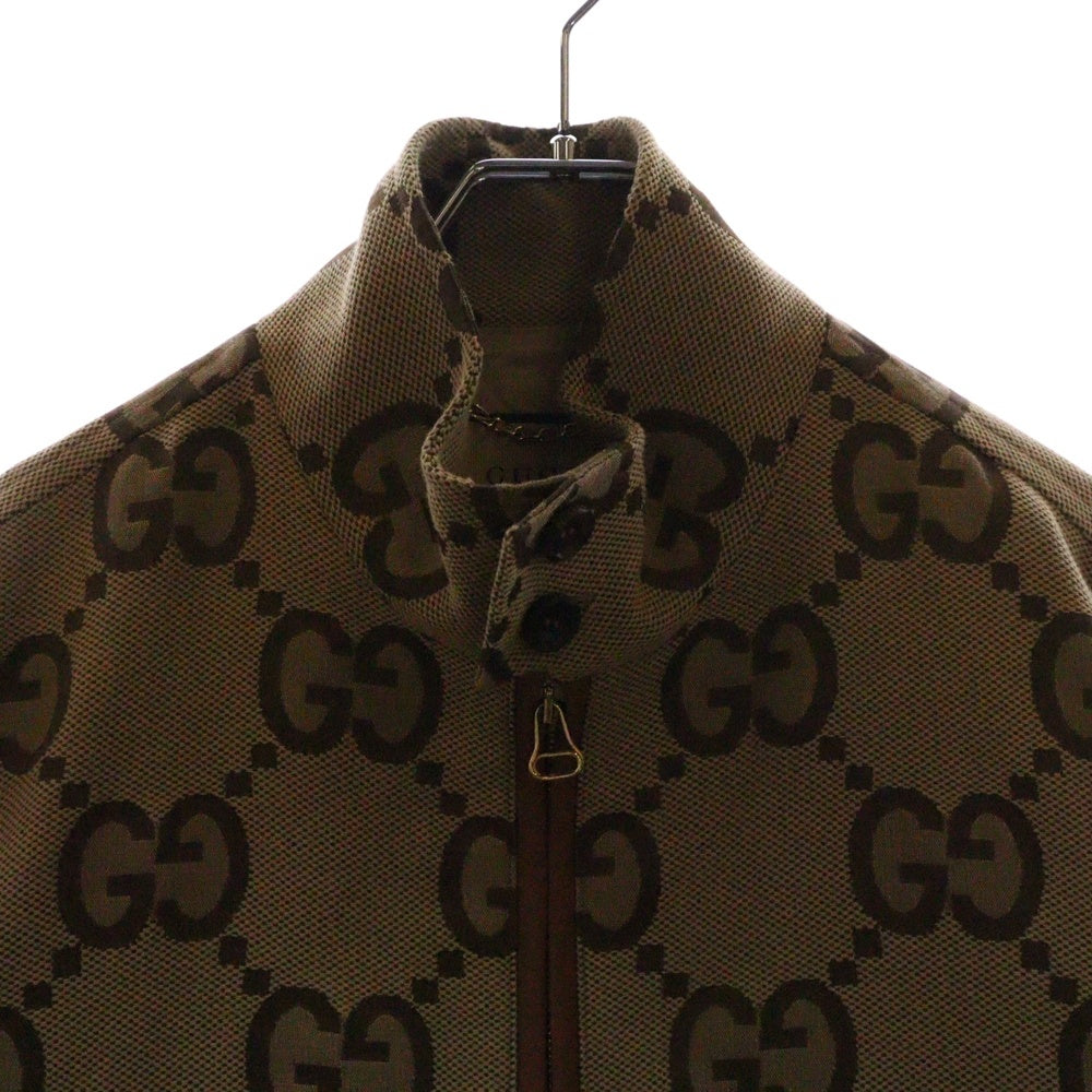 GUCCI(グッチ) ジャンボGG総柄 キャンバス ジップアップブルゾン ジャケット ブラウン 680812