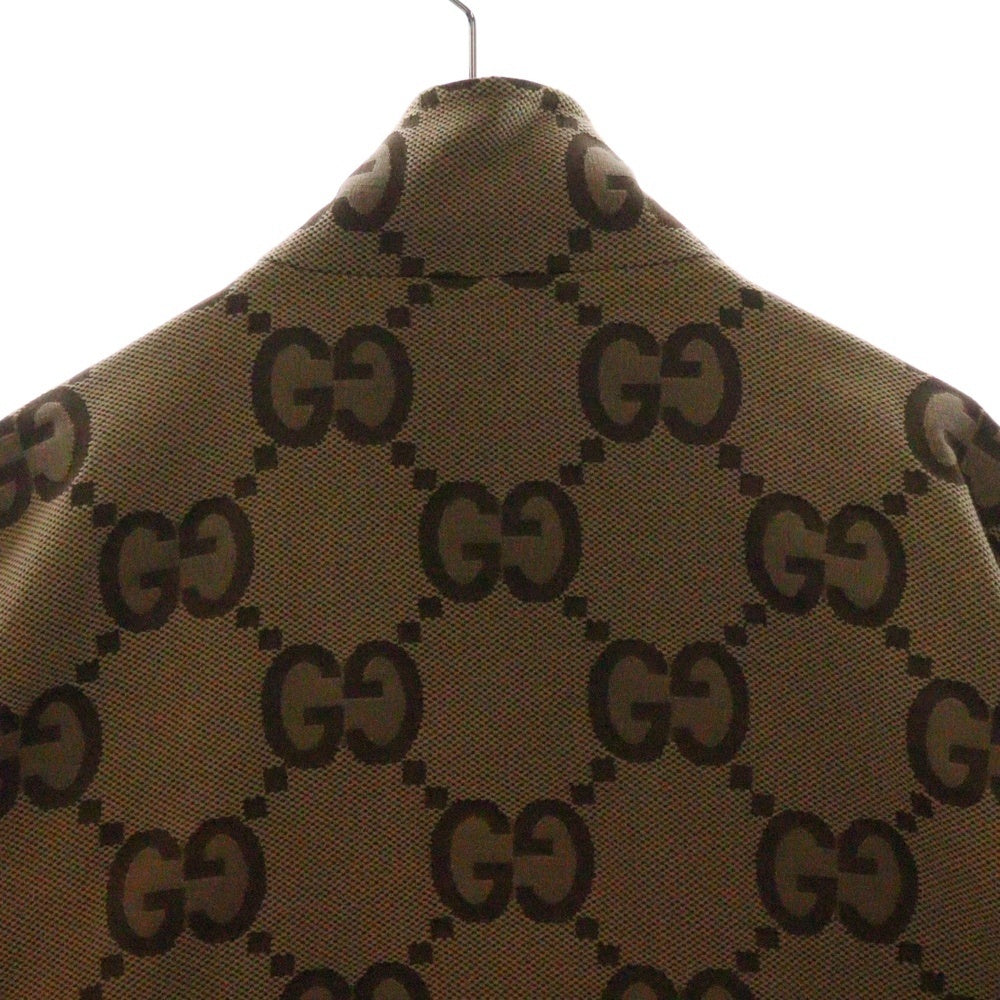 GUCCI(グッチ) ジャンボGG総柄 キャンバス ジップアップブルゾン ジャケット ブラウン 680812