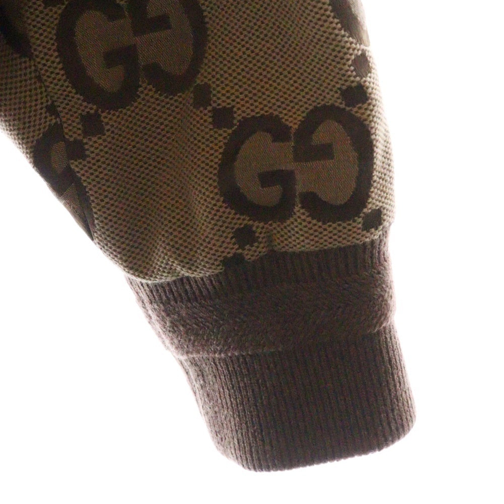 GUCCI(グッチ) ジャンボGG総柄 キャンバス ジップアップブルゾン ジャケット ブラウン 680812