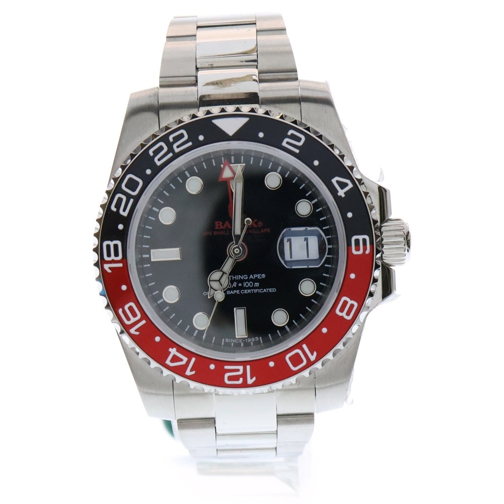 A BATHING APE(アベイシングエイプ) TYPE 2 BAPEX ウォッチ 腕時計 シルバー/ブラック/レッド