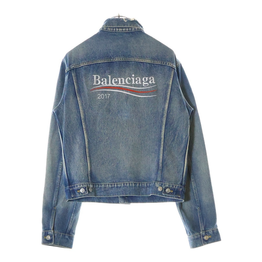 BALENCIAGA(バレンシアガ) 17AW Campaign Logo Denim Jacket バッグロゴ刺繍 デニムジャケット インディゴ 487342