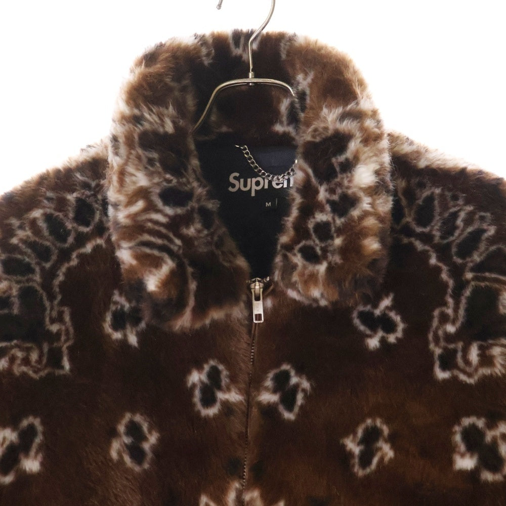 SUPREME(シュプリーム) 21SS Bandana Faux Fur Bomber Jacket バンダナフェイクファーボンバージャケット ブラウン/ブラック