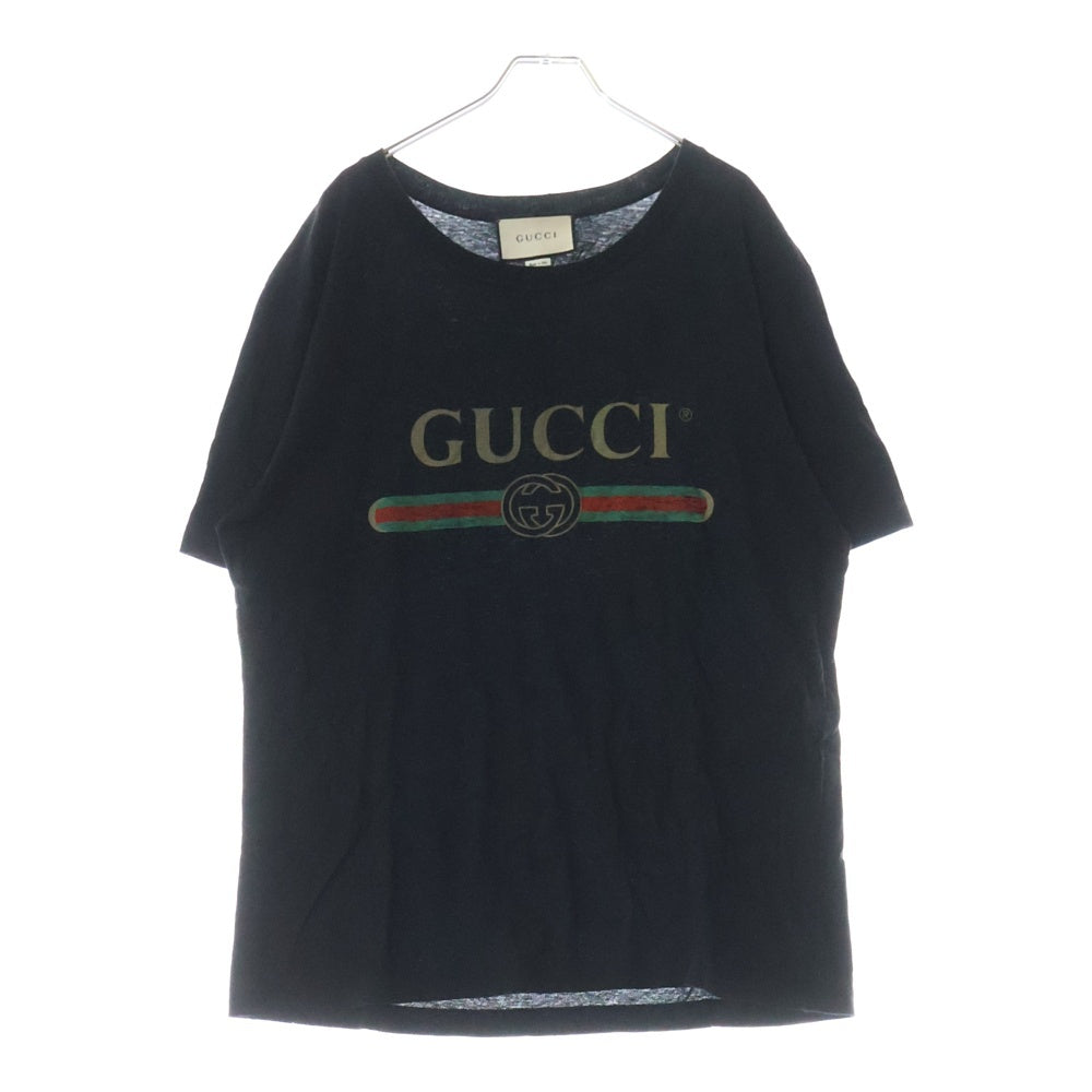 GUCCI(グッチ) ウォッシュドロゴ 半袖Tシャツカットソー ブラック 440103