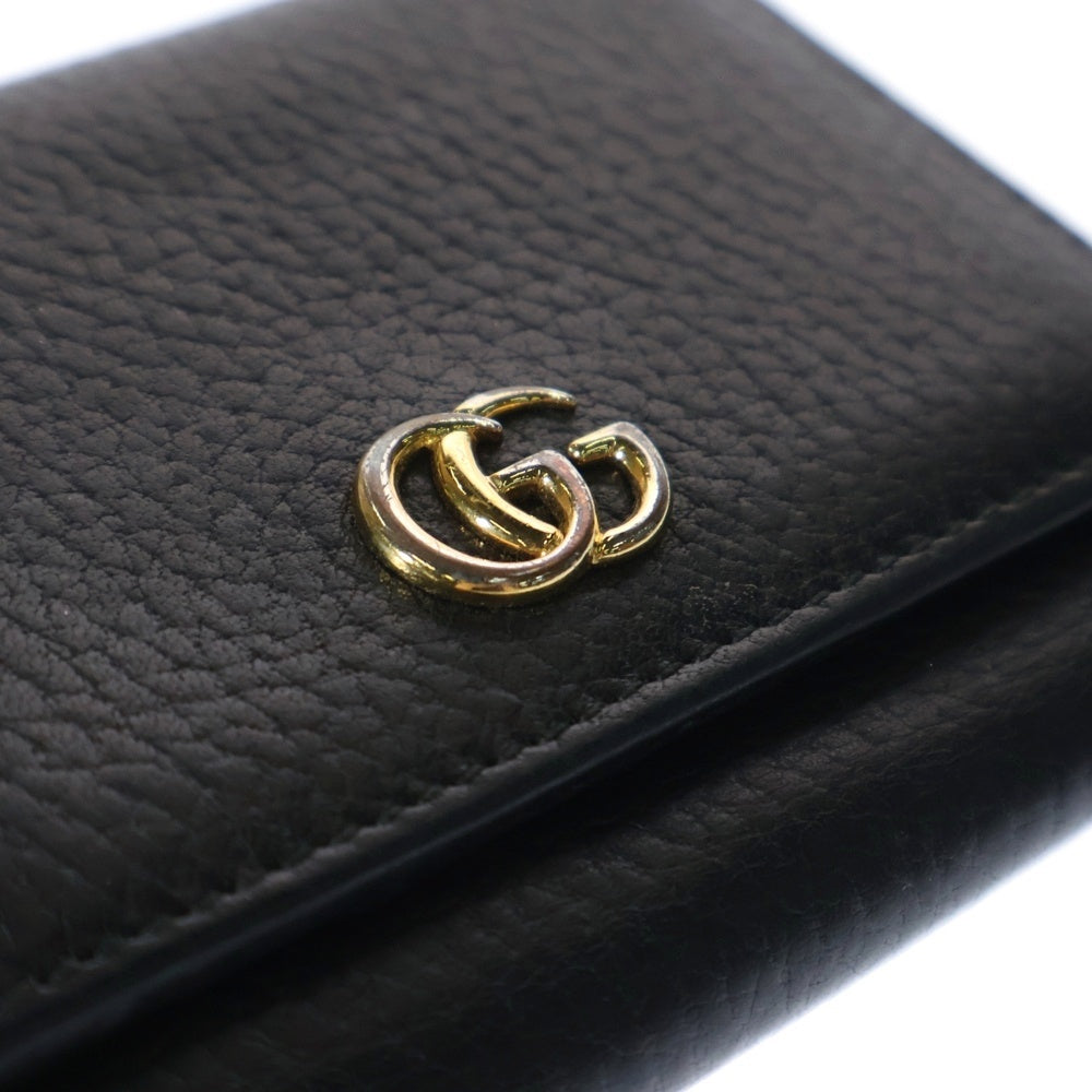 GUCCI(グッチ) GGマーモント レザー三つ折り財布 ブラック 474746