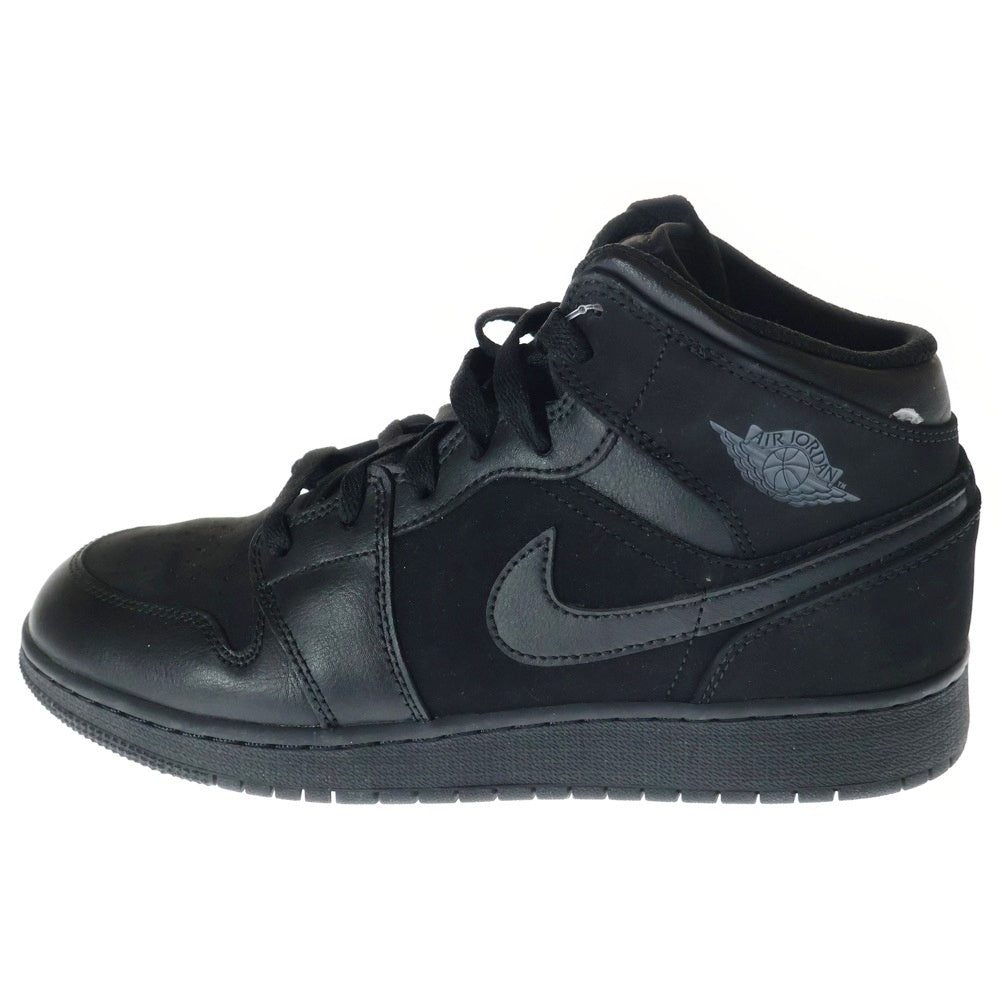 NIKE(ナイキ) Air Jordan 1 Mid Triple Black エアジョーダン1 ミッドカットスニーカー ブラック 554725-050 US7Y/25cm