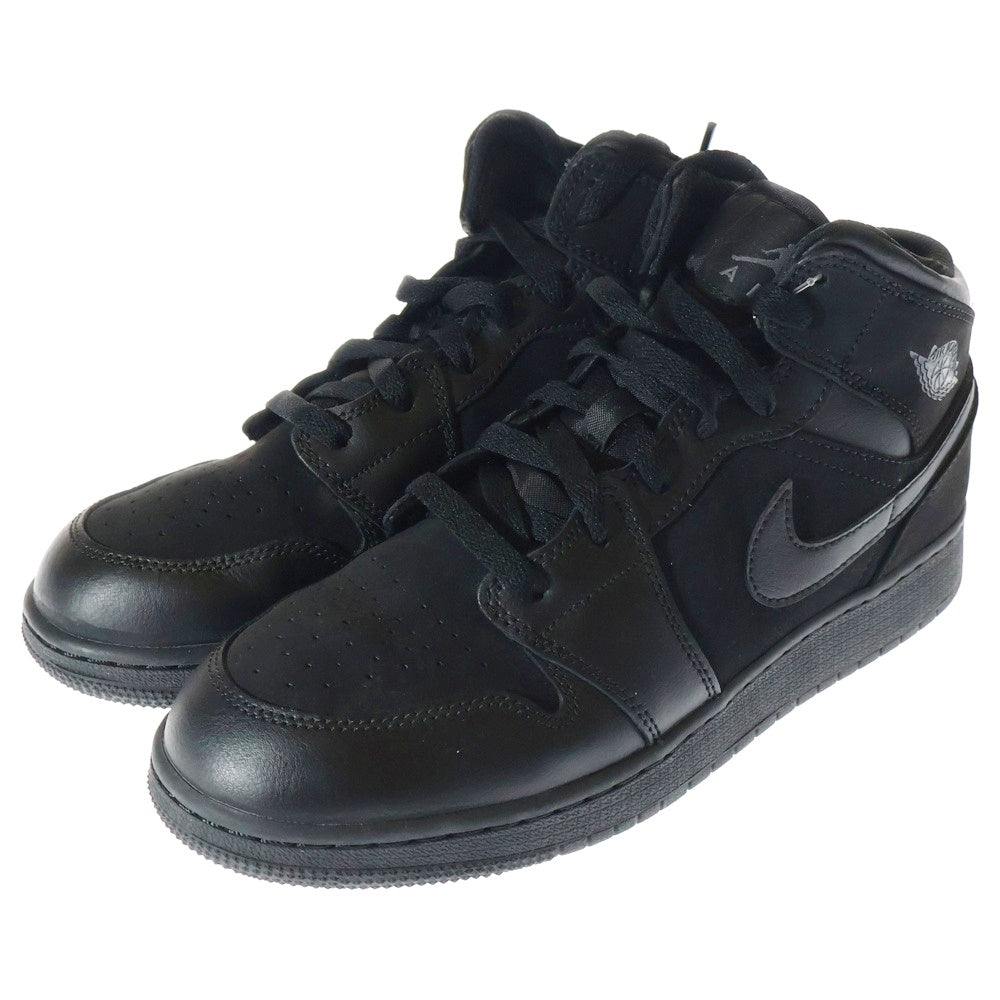 NIKE(ナイキ) Air Jordan 1 Mid Triple Black エアジョーダン1 ミッドカットスニーカー ブラック 554725-050 US7Y/25cm