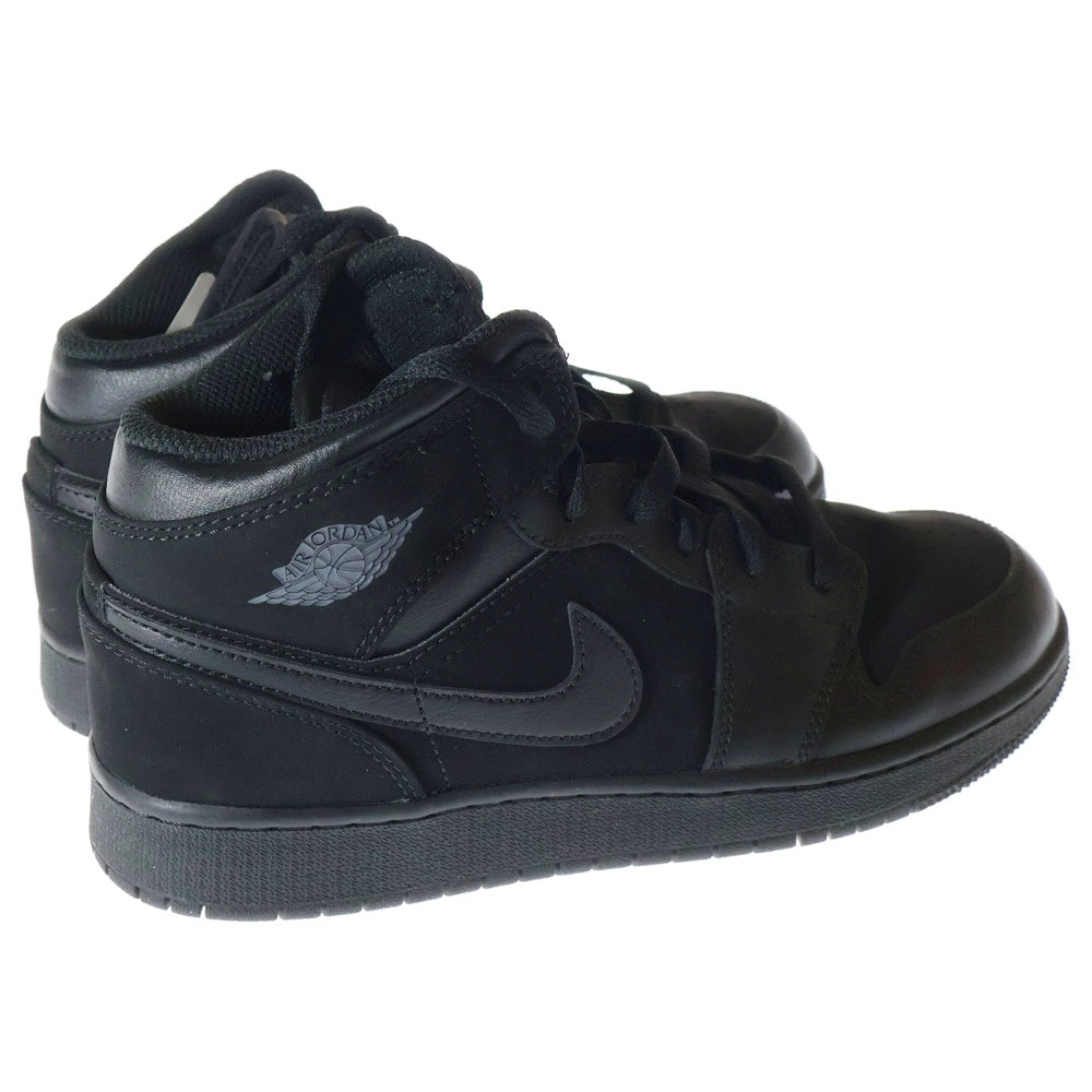 NIKE(ナイキ) Air Jordan 1 Mid Triple Black エアジョーダン1 ミッドカットスニーカー ブラック 554725-050 US7Y/25cm