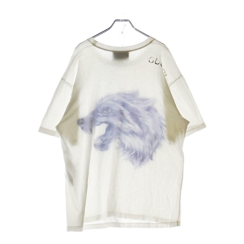 GUCCI(グッチ) ウルフ ダメージ加工 プリントTシャツ 497060 X3I46 ホワイト