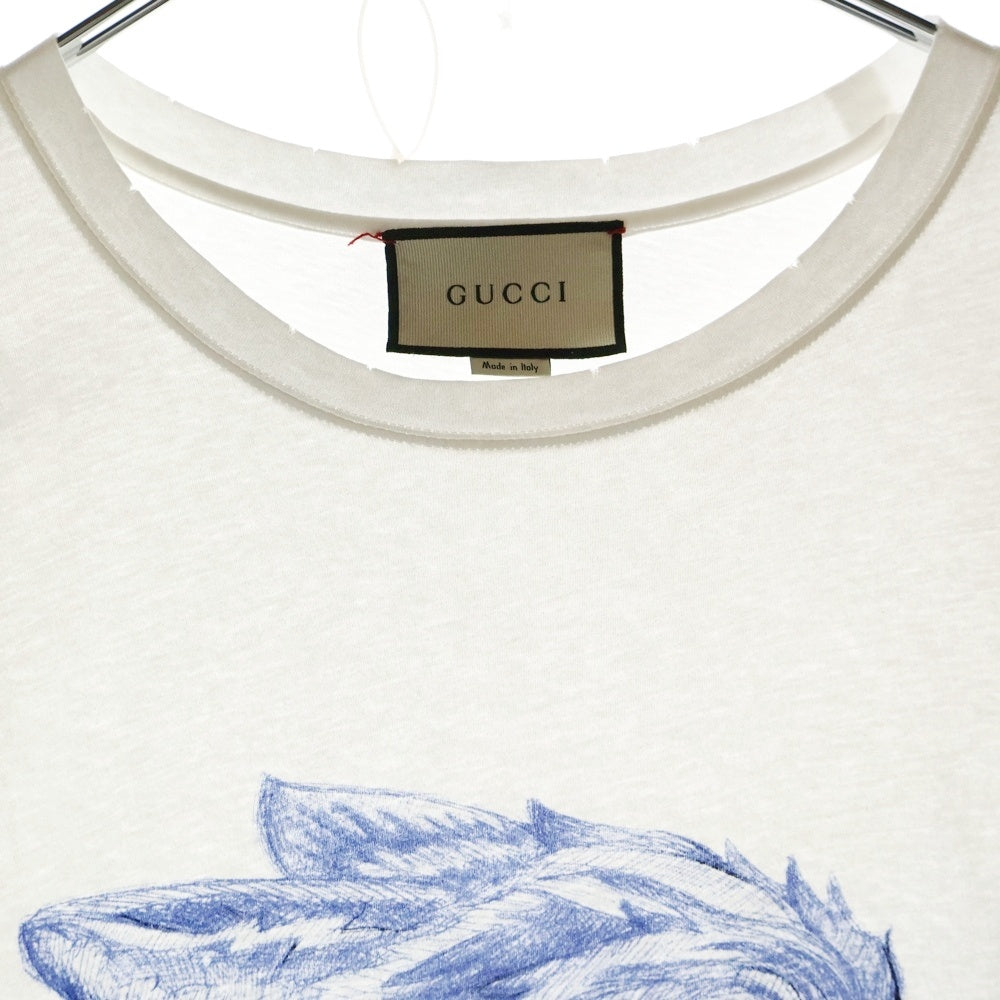 GUCCI(グッチ) ウルフ ダメージ加工 プリントTシャツ 497060 X3I46 ホワイト