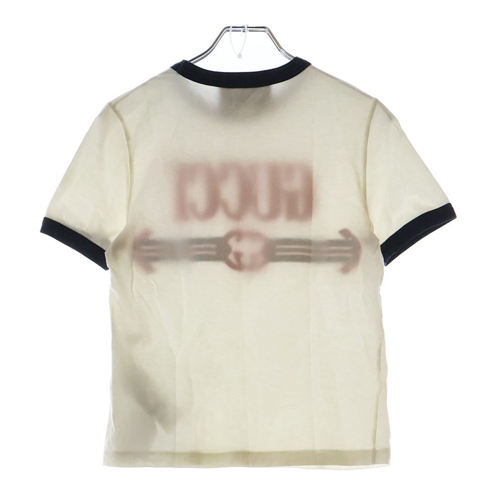 GUCCI(グッチ) ロゴ刺繍 クルーネック ショート半袖Tシャツ 723566 ホワイト レディース