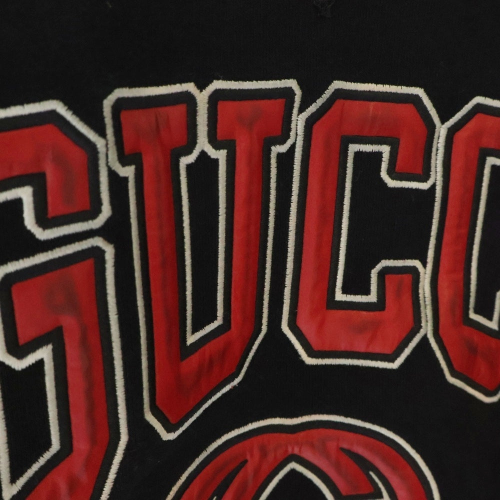 GUCCI(グッチ) ドローコード ロゴワッペン クルーネックスウェットシャツ トレーナー 760366 XJF0W ブラック レディース