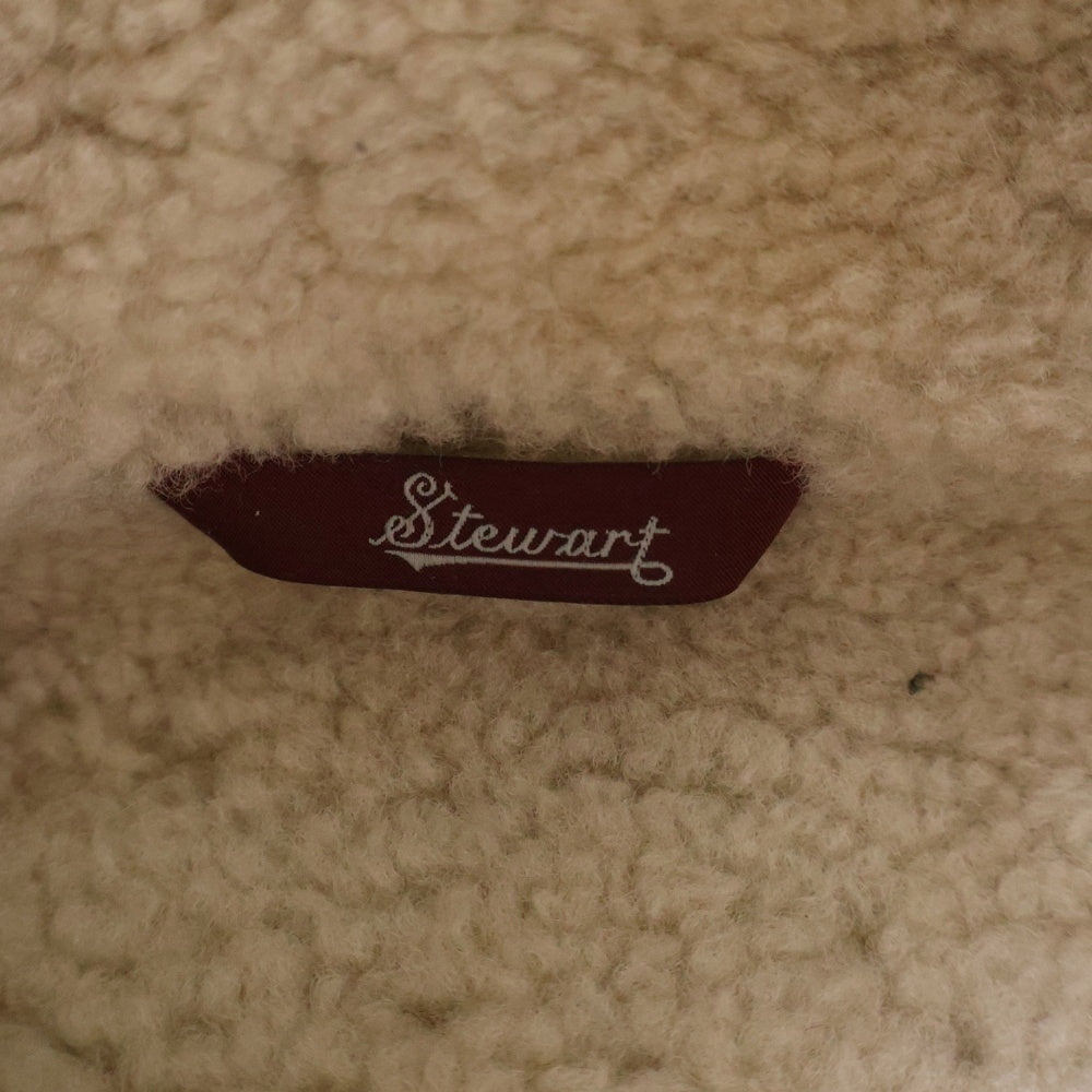 Stewart(スチュワート) リアルレザー ジップアップ ムートンジャケット ブラウン