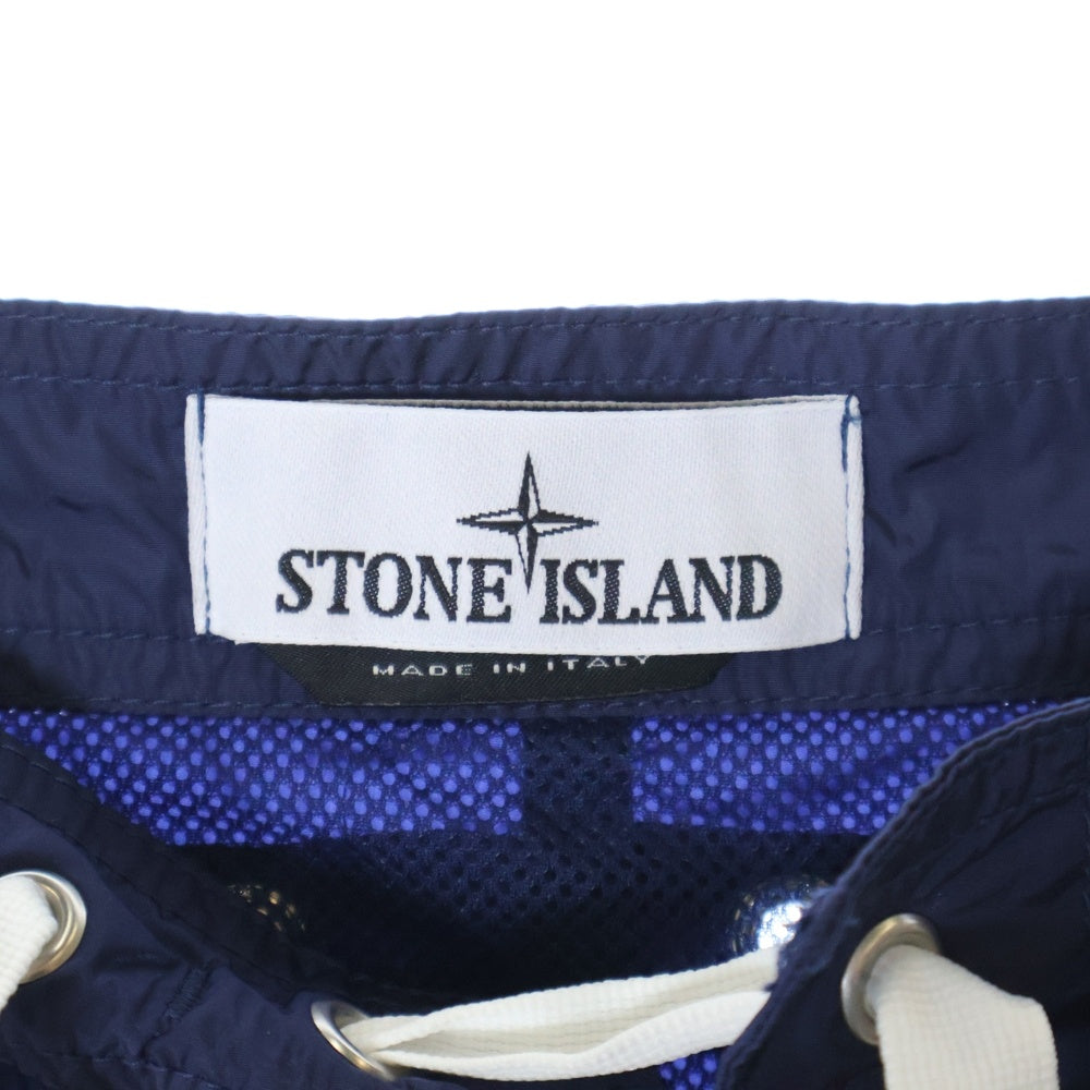 STONE ISLAND(ストーンアイランド) ロゴプリント ナイロン ハーフパンツ 8015B02X6 ネイビー