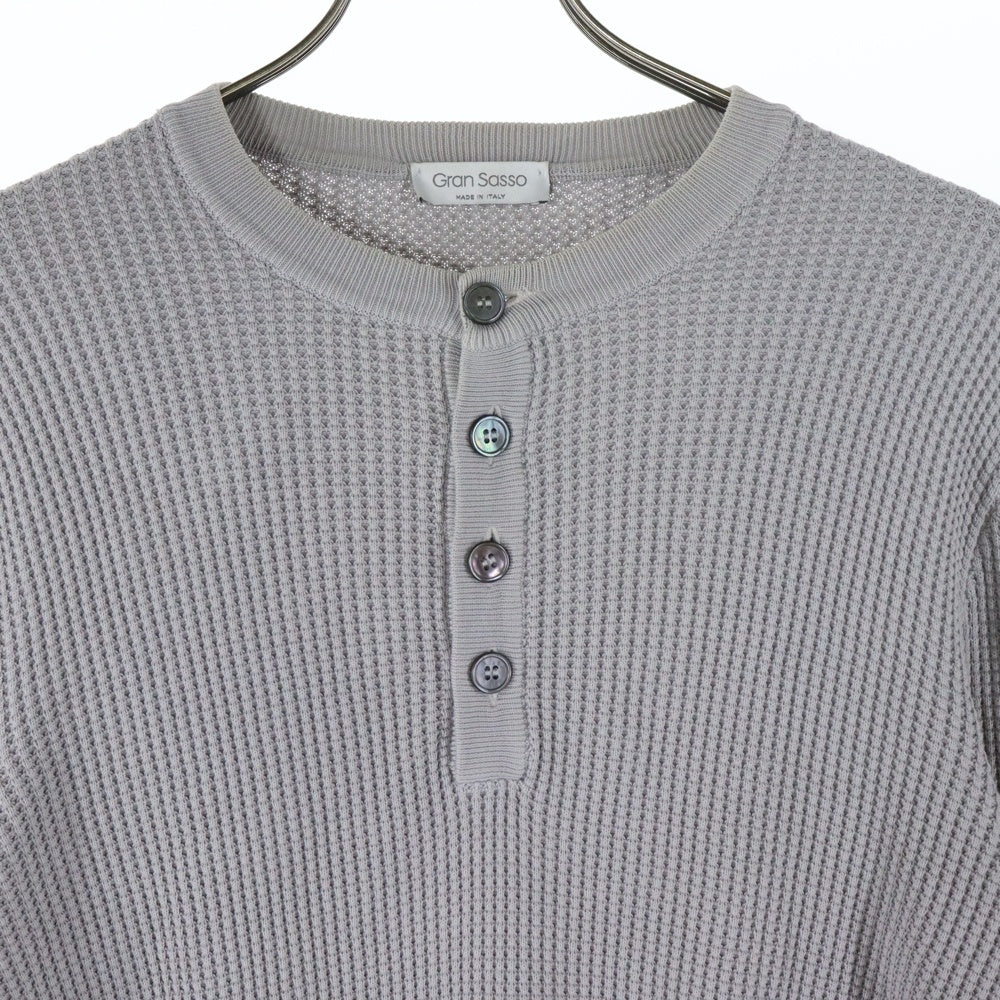 Gran Sasso(グランサッソ) ワッフル編み ヘンリーネックニット 57175 18174 グレー