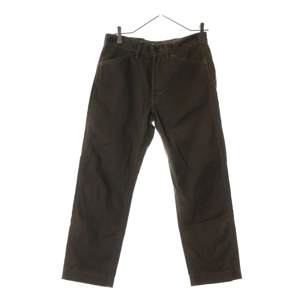 RRL(ダブルアールエル) シンチバック付き ヘリンボーン デニムパンツ カーキ
