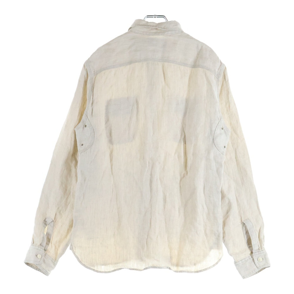 RRL(ダブルアールエル) 長袖リネンシャツ ボタン付き ベージュ