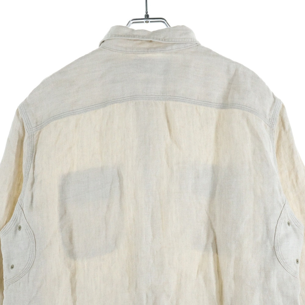 RRL(ダブルアールエル) 長袖リネンシャツ ボタン付き ベージュ