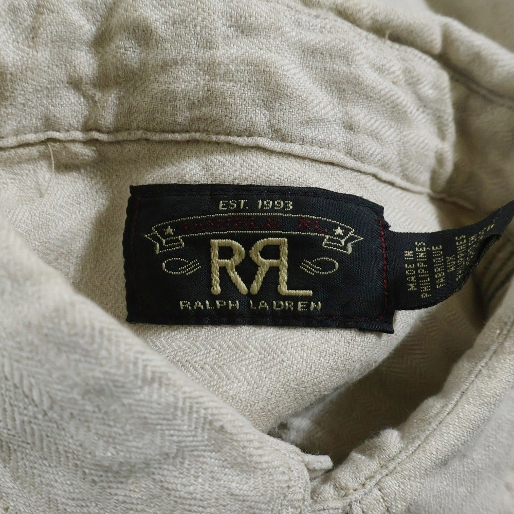 RRL(ダブルアールエル) 長袖リネンシャツ ボタン付き ベージュ