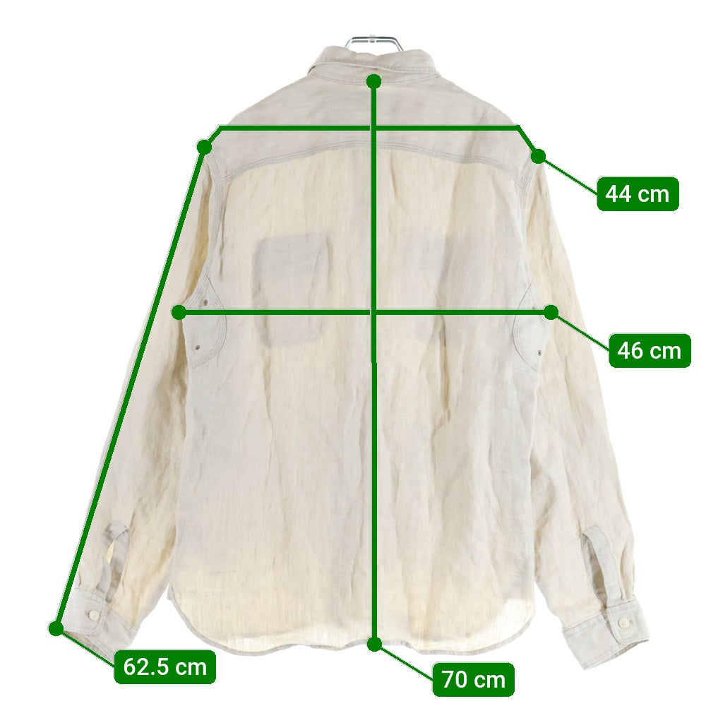 RRL(ダブルアールエル) 長袖リネンシャツ ボタン付き ベージュ