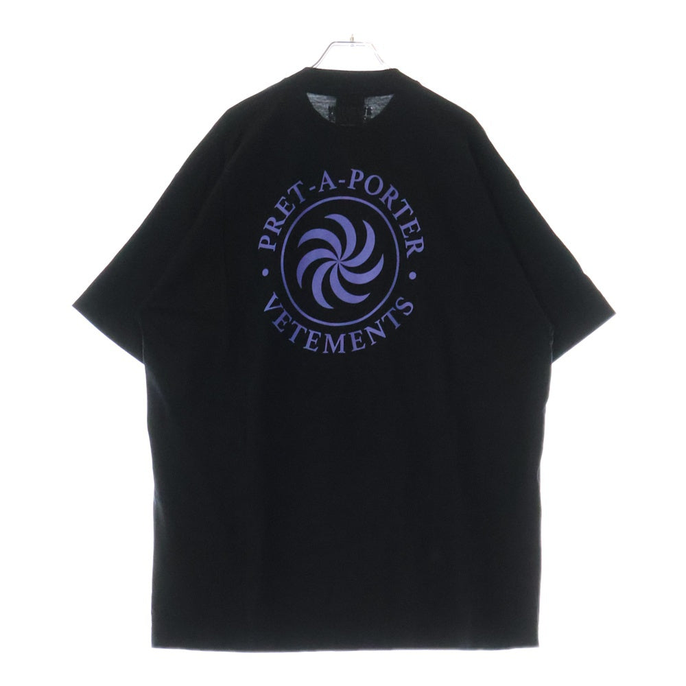VETEMENTS(ヴェトモン) Vegan Logo T-Shirt ヴィーガンロゴ クルーネック半袖Tシャツ UA52TR380B ブラック