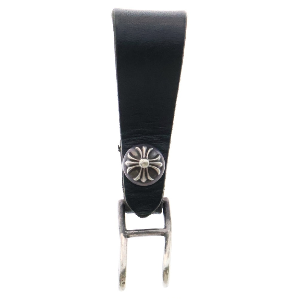 CHROME HEARTS(クロムハーツ) BELT LOOP クロスボールボタンレザーベルトループ シルバー/ブラック BCA397