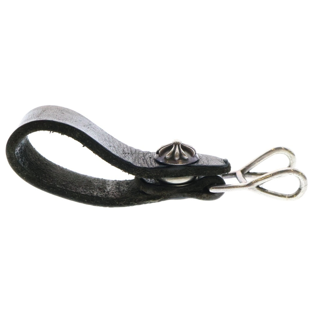 CHROME HEARTS(クロムハーツ) BELT LOOP クロスボールボタンレザーベルトループ シルバー/ブラック BCA397