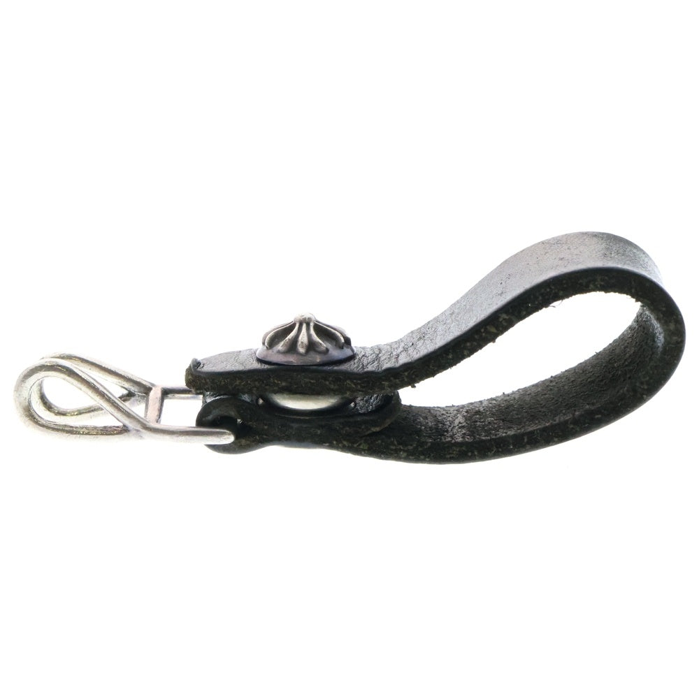CHROME HEARTS(クロムハーツ) BELT LOOP クロスボールボタンレザーベルトループ シルバー/ブラック BCA397