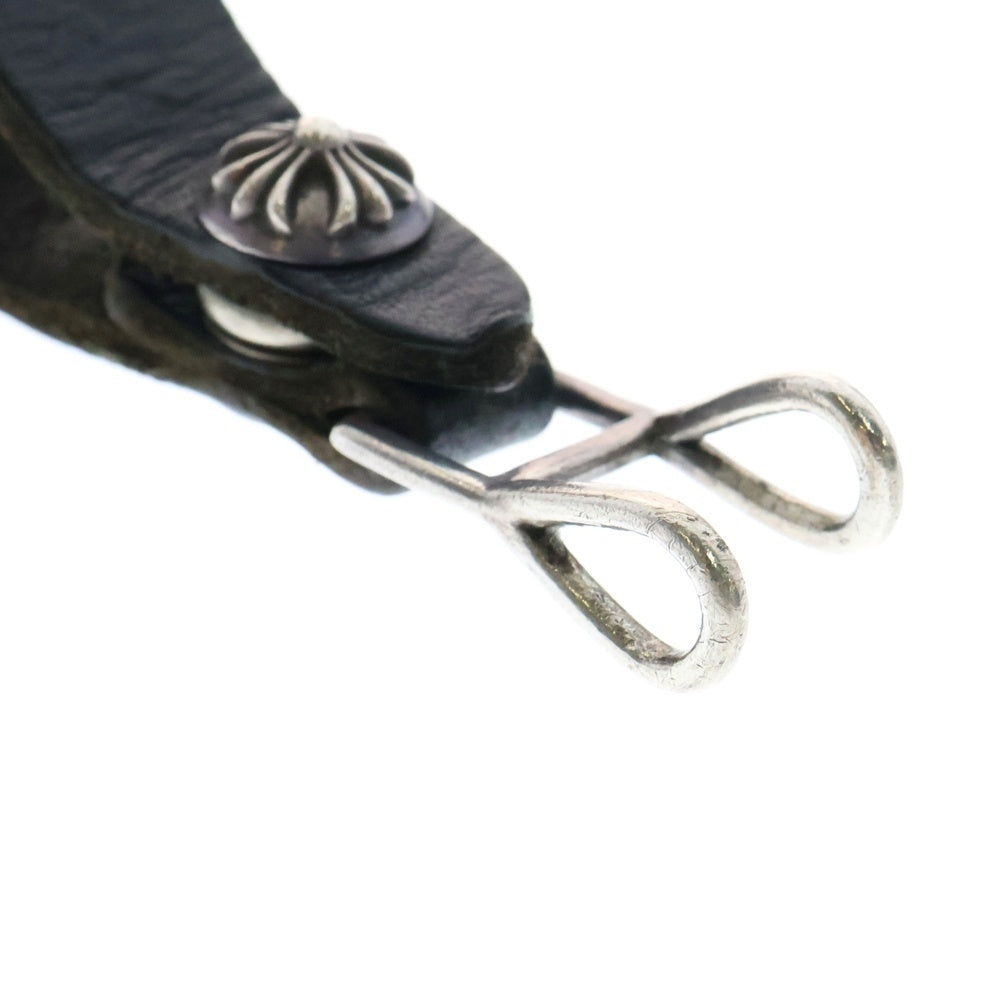 CHROME HEARTS(クロムハーツ) BELT LOOP クロスボールボタンレザーベルトループ シルバー/ブラック BCA397