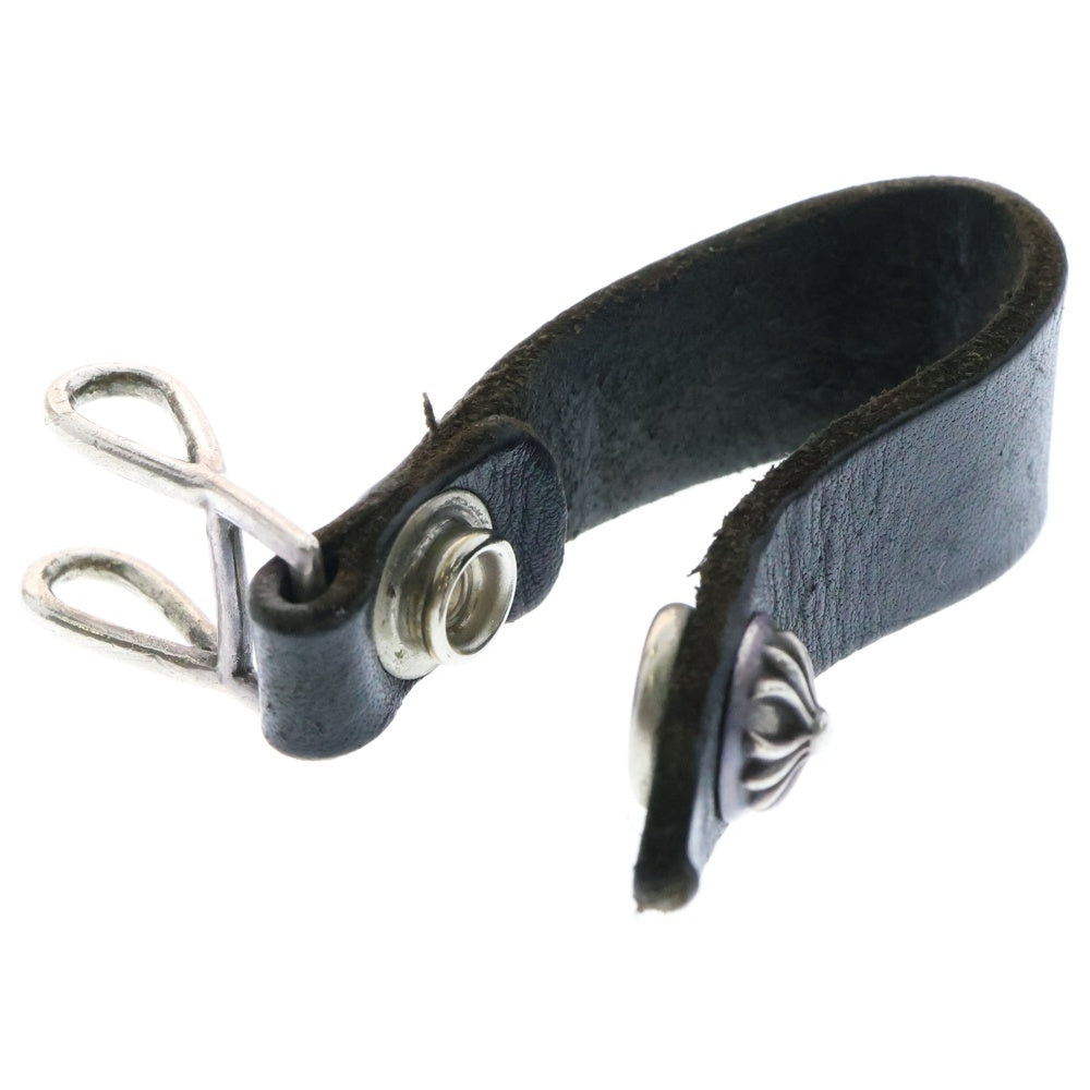 CHROME HEARTS(クロムハーツ) BELT LOOP クロスボールボタンレザーベルトループ シルバー/ブラック BCA397