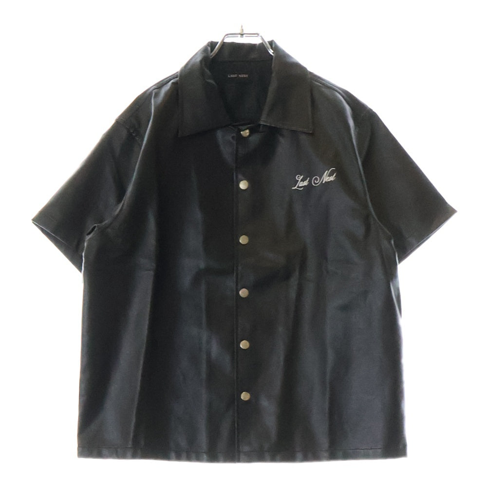 LAST NEST(ラスト ネスト) EMBROIDERED LOGO SHIRTS 刺?ロゴ 半袖シャツ ブラック