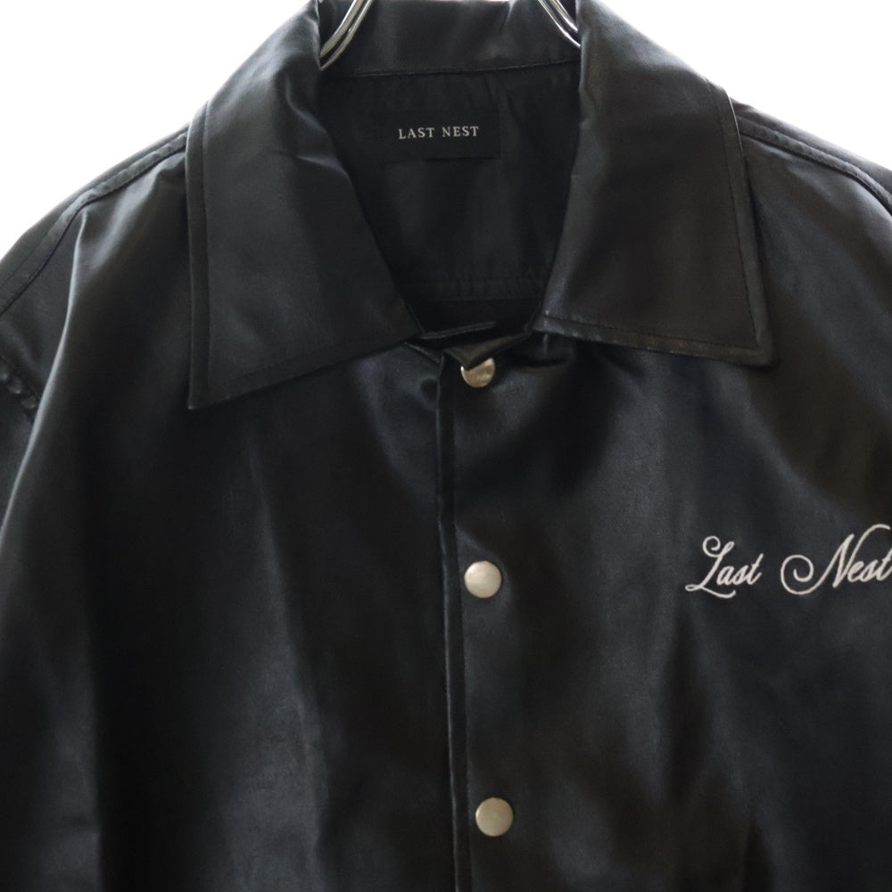LAST NEST(ラスト ネスト) EMBROIDERED LOGO SHIRTS 刺?ロゴ 半袖シャツ ブラック